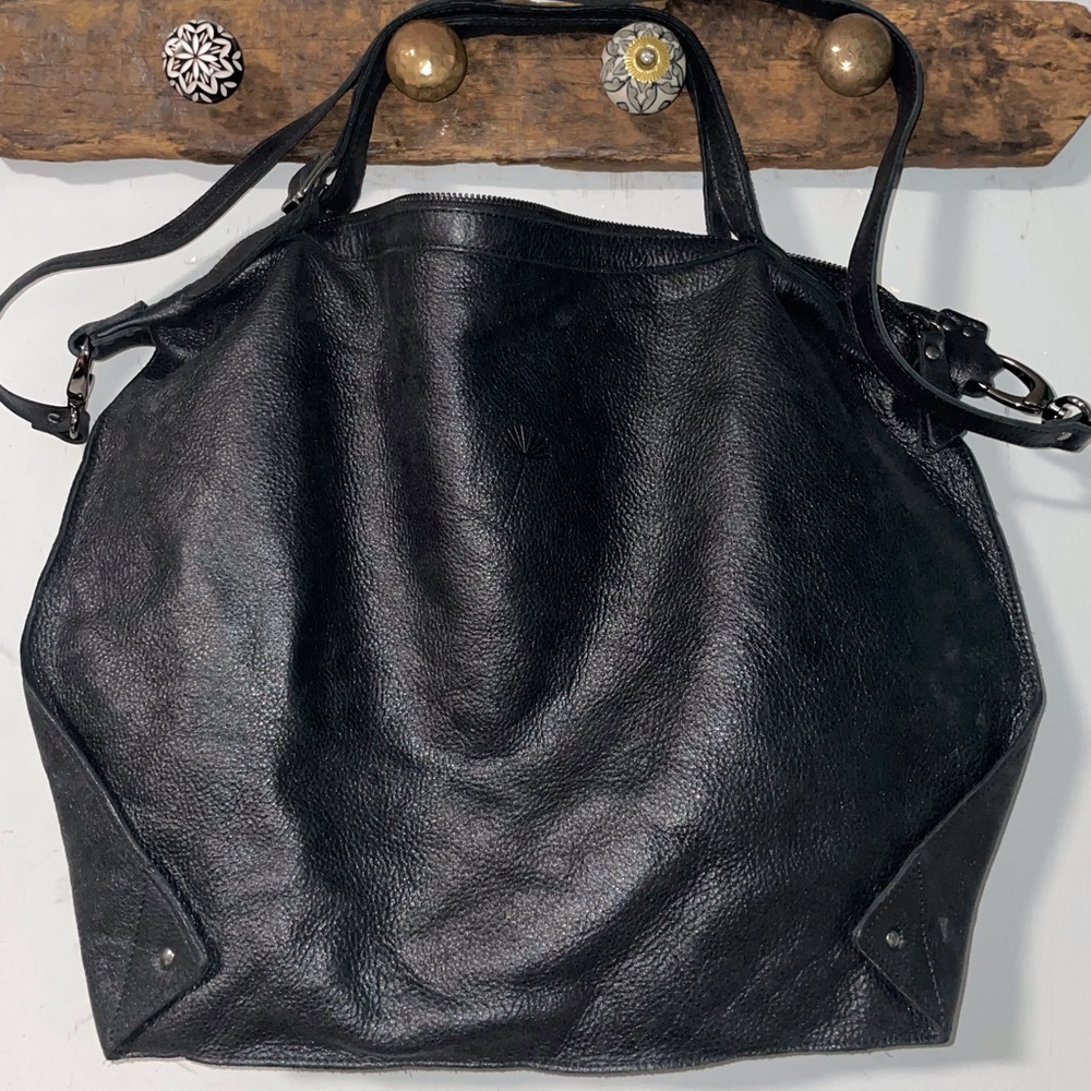 Lili Mill black leather hobo satchel